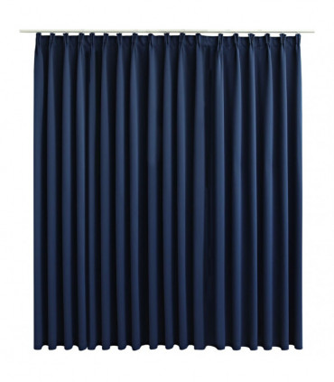 Blackout Curtain with Hooks Blue 290x245 cm