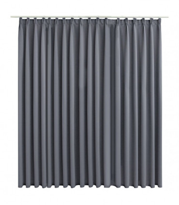 Blackout Curtain with Hooks Grey 290x245 cm