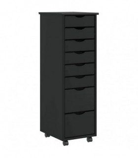 vidaXL Rolling Cabinet with Drawers MOSS Black Solid Wood Pine