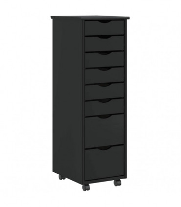 vidaXL Rolling Cabinet with Drawers MOSS Black Solid Wood Pine