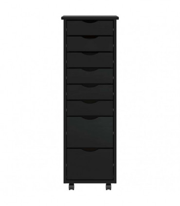 vidaXL Rolling Cabinet with Drawers MOSS Black Solid Wood Pine