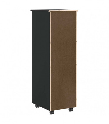 vidaXL Rolling Cabinet with Drawers MOSS Black Solid Wood Pine