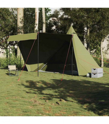 vidaXL Family Tent Tipi 6-Person Olive Green Waterproof