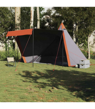 vidaXL Family Tent Tipi 6-Person Grey and Orange Waterproof