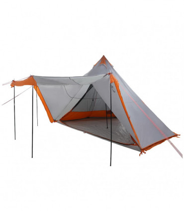 vidaXL Family Tent Tipi 6-Person Grey and Orange Waterproof