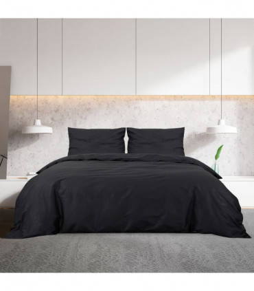 Duvet Cover Set Black 155x220 cm Light-weight Microfiber
