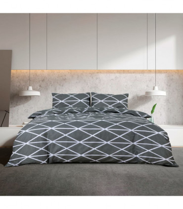 Duvet Cover Set Grey 220x240 cm Cotton