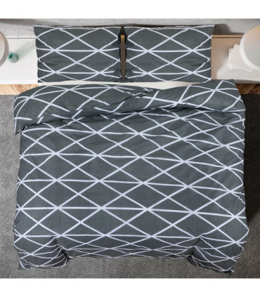 Duvet Cover Set Grey 220x240 cm Cotton