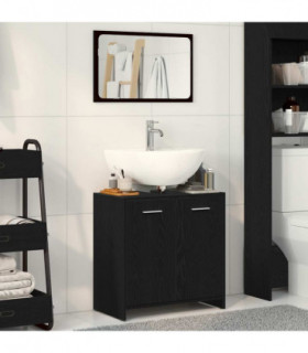 vidaXL Bathroom Cabinet with Mirror Black Oak Engineered Wood