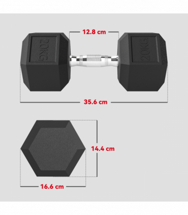 HOMCOM 40KG Rubber Hex Dumbbell Portable Hand Weights Home Gym