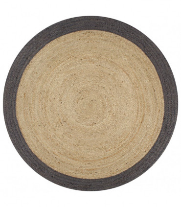 Handmade Rug Jute with Dark Grey Border 120 cm