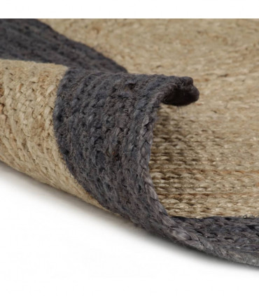 Handmade Rug Jute with Dark Grey Border 120 cm