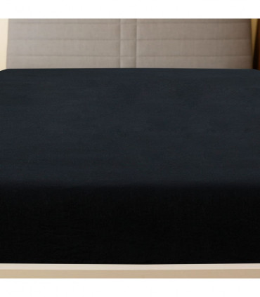 Jersey Fitted Sheet Black 90x200 cm Cotton