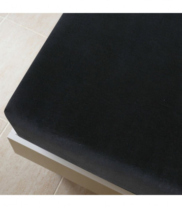 Jersey Fitted Sheet Black 90x200 cm Cotton