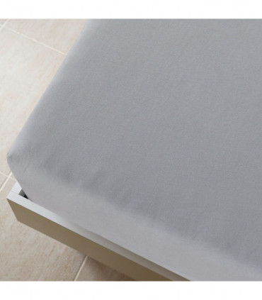 Jersey Fitted Sheet Grey 90x200 cm Cotton