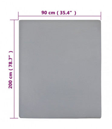 Jersey Fitted Sheet Grey 90x200 cm Cotton
