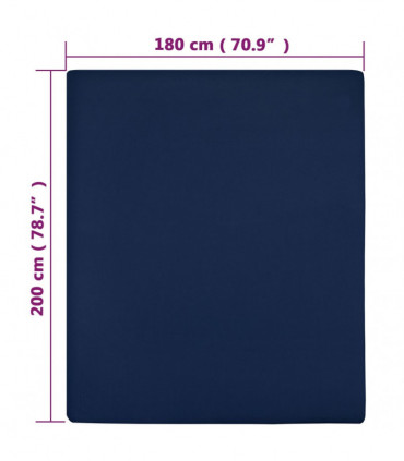 Jersey Fitted Sheet Navy Blue 180x200 cm Cotton
