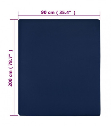 vidaXL Jersey Fitted Sheet Navy Blue 90x200 cm Cotton