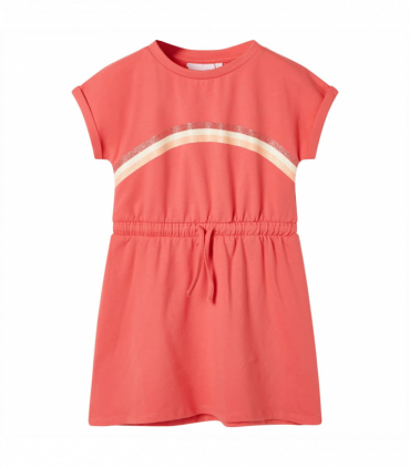 Kids' Dress with Drawstring Coral 104
