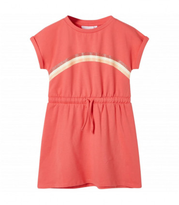 Kids' Dress with Drawstring Coral 116