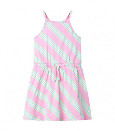 Kids' Dress with Drawstring Sleeveless Pink 128