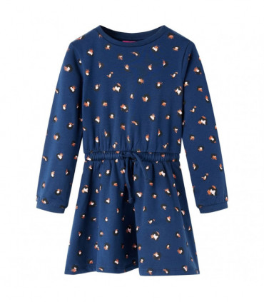 Kids' Dress with Long Sleeves Navy Blue 116