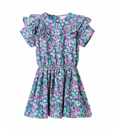 Kids' Dress with Ruffle Sleeves Cobalt Blue 104