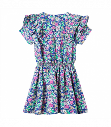 Kids' Dress with Ruffle Sleeves Cobalt Blue 104