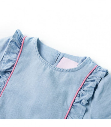 Kids' Dress with Ruffles Soft Blue 104