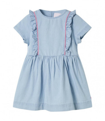 Kids' Dress with Ruffles Soft Blue 92