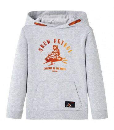 Kids' Hooded Sweatshirt Grey Melange and Orange 104