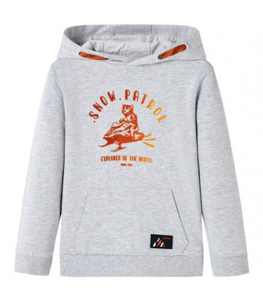 Kids' Hooded Sweatshirt Grey Melange and Orange 92