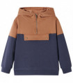 Kids' Hooded Sweatshirt with Half Zip Anthracite and Cognac 104
