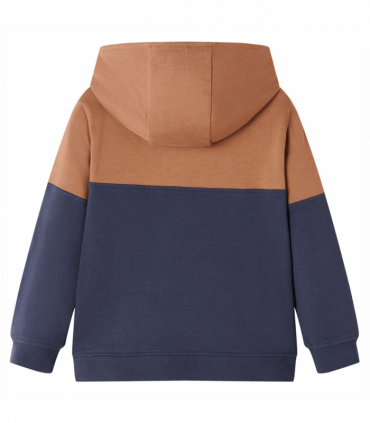 Kids' Hooded Sweatshirt with Half Zip Anthracite and Cognac 104