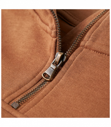 Kids' Hooded Sweatshirt with Half Zip Anthracite and Cognac 104