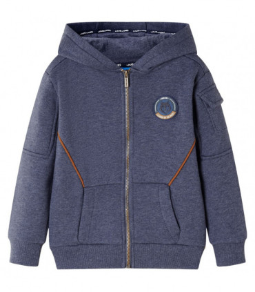 Kids' Hooded Sweatshirt with Zip Dark Blue Melange 104