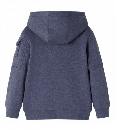 Kids' Hooded Sweatshirt with Zip Dark Blue Melange 104