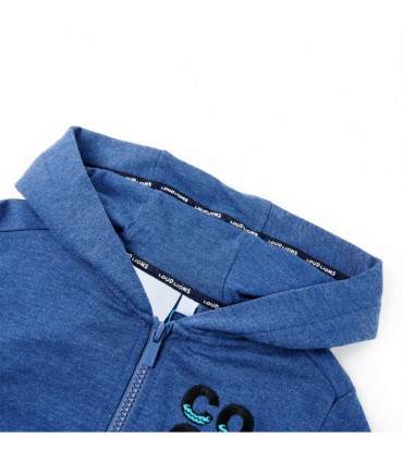 Kids' Hooded Sweatshirt with Zip Dark Blue Melange 104