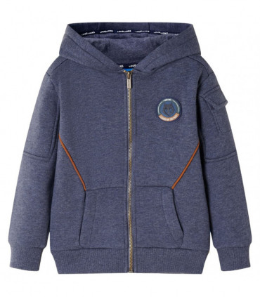 Kids' Hooded Sweatshirt with Zip Dark Blue Melange 116