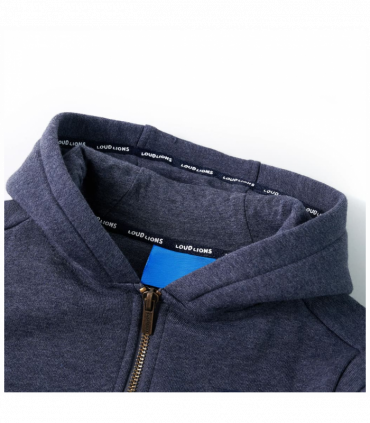 Kids' Hooded Sweatshirt with Zip Dark Blue Melange 128