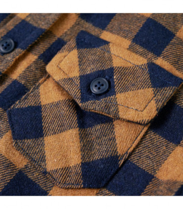 Kids' Plaid Shirt Cognac and Blue 116