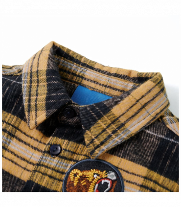 Kids' Plaid Shirt Yellow and Black 116