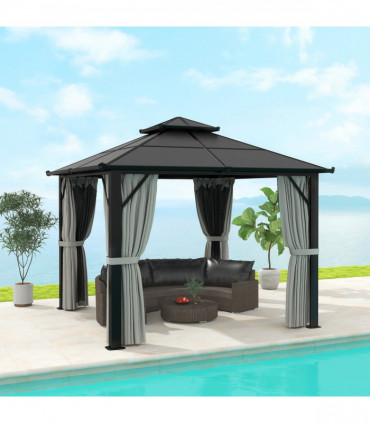 Sturdy Polycarbonate Patio Gazebo with UPF30+ and Protective Sidewalls