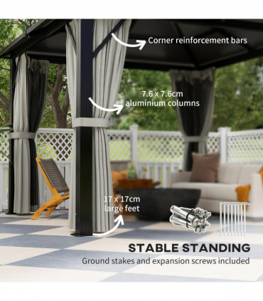 Sturdy Polycarbonate Patio Gazebo with UPF30+ and Protective Sidewalls