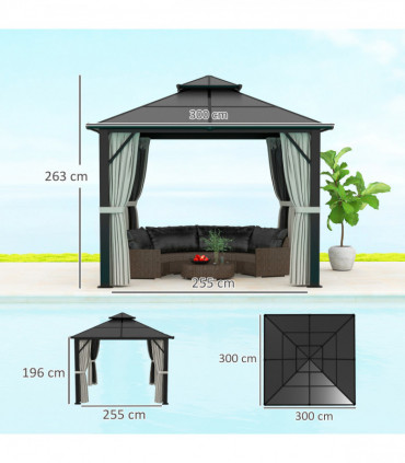 Sturdy Polycarbonate Patio Gazebo with UPF30+ and Protective Sidewalls