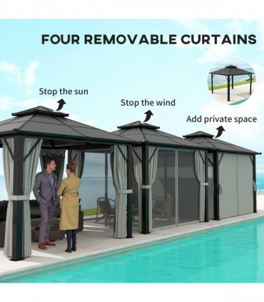 Sturdy Polycarbonate Patio Gazebo with UPF30+ and Protective Sidewalls