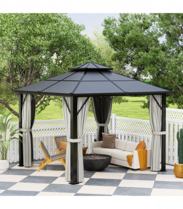 Sturdy Polycarbonate Patio Gazebo with UPF30+ and Protective Sidewalls