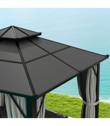 Sturdy Polycarbonate Patio Gazebo with UPF30+ and Protective Sidewalls
