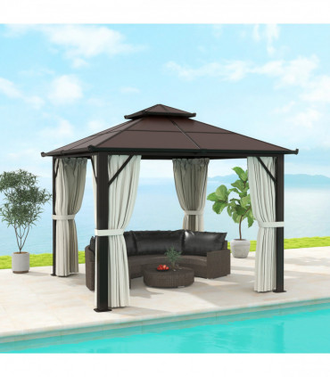 Sturdy Polycarbonate Patio Gazebo with UPF30+ and Protective Sidewalls
