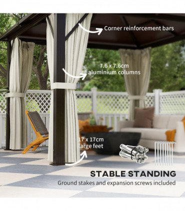 Sturdy Polycarbonate Patio Gazebo with UPF30+ and Protective Sidewalls